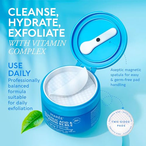 Facial Polish – Pads de Peel com Ácido Glicólico e Óleo de Tea Tree – Esfoliante com Ácido Salicílico - MAREE