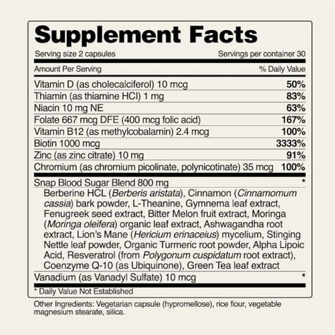 Blood Sugar Blend – Suporte para Açúcar no Sangue Saudável, 60 Cápsulas, Pacote de 2 - Snap Supplements