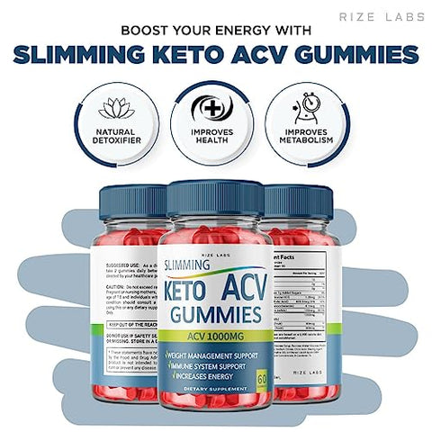 rize labs - (3 Pacotes) Gomas Slimming Keto – Gomas Slimming Keto ACV Avançado para Perda de Peso – Gomas Slimming Keto com Vinagre de Maçã – Queima de Gordura Abdominal (180 Gomas)