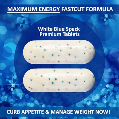 FASTCUT - Melhores Pílulas Dietéticas para Gerenciamento de Peso – Energia Poderosa – 120 Comprimidos Brancos e Azuis