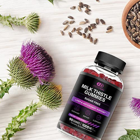 EFFECTIVE NUTRA - Milk Thistle Gummies – Extrato de Cardo Mariano 1000mg, Desintoxicação do Fígado e Suporte Antioxidante (90ct)