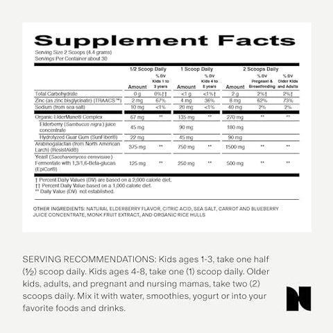 Pó de Suporte Imunológico para Toda a Família – Seguro na Gravidez – Zinco com Sabugueiro – Fácil de Tomar – Marca Immune Support - Needed.