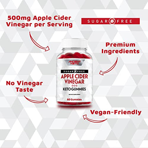 Ancient Keto - Gomas de Vinagre de Maçã com a Mãe – Sem Açúcar – Keto – Limpeza