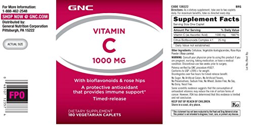 Vitamina C 1000 com Bioflavonoides e Rosa Mosqueta Liberação Prolongada 180 Comprimidos - GNC