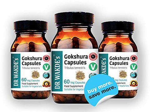 DR WAKDE's - DR WAKDE’S Gokshura Capsules – 60 Cápsulas Vegetais, Suplemento à Base de Plantas, Erva Ayurvédica, Natural e Vegano