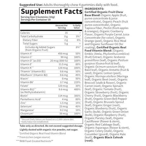 Organics Women 40 Gummy Vitamins – Berry – Certificado Orgânico, Não-OGM, Vegano, Kosher – Multi Completo – Metil B12, C - Garden of Life