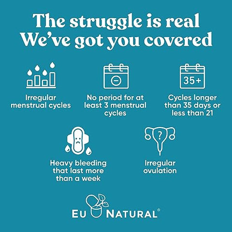 Eu Natural - Regule o Ciclo Menstrual – Equilíbrio Hormonal para Mulheres com 40:1 de Myo-Inositol Ótimo