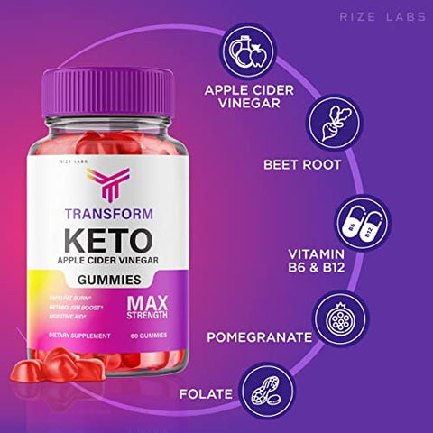 rize labs - Transform Gummies de Vinagre de Maçã Avançado com Keto (60 Gummies) – Transform Keto ACV Gummies