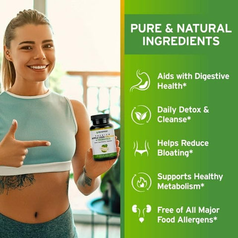 Cápsulas de Vinagre de Maçã com Bilhões de Probióticos de Múltiplas Cepas – Marca em Destaque - TRIO NUTRITION