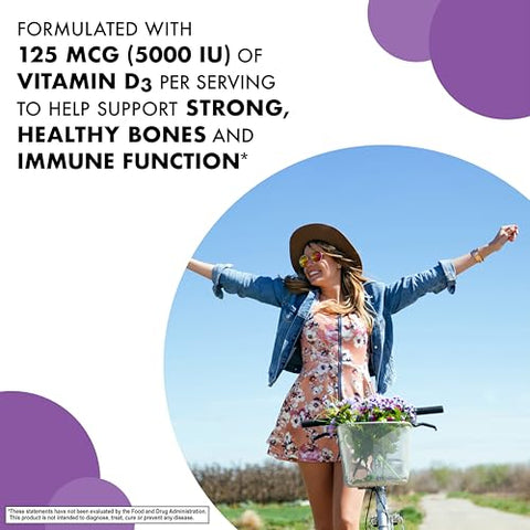 Nutrition Earth Sweet Vitamina D3 5000 UI Comprimidos Mastigáveis, Auxilia no Fortalecimento Muscular - Bluebonnet