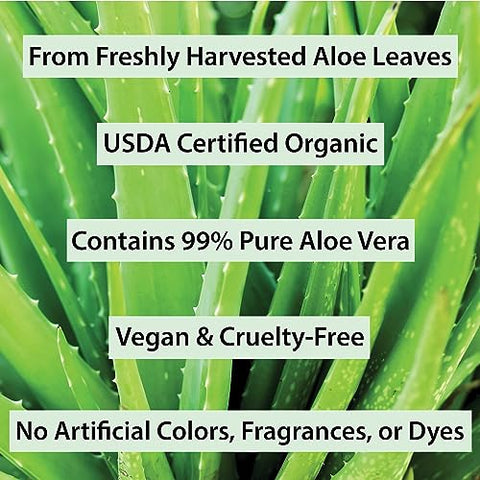 Amara Beauty - Gel de Aloe Vera Orgânico USDA – Rosto, Corpo, Cabelo – 100% Puro, Cuidados Pós-Sol
