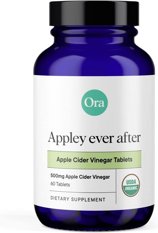 Pílulas de Vinagre de Maçã ACV – Impulsionador de Metabolismo, Desintoxicação, Gerenciamento de Peso – Sabor Orgânico de Maçã, 1 Mês de Suprimento, 60 Comprimidos Veganos - Ora Organic