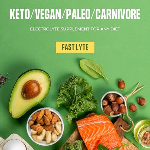 FAST LYTE - Pó de Eletrólitos Sem Açúcar na Raiz | Misture em Café, Sopa, Suco, Água, Smoothies, Caldo, Tudo | Sem Adoçantes ou Aromatizantes | Keto