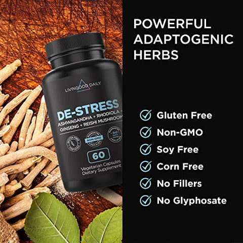 Livingood Daily - Livingood – Suplemento Diário para Alívio do Estresse, 60 Cápsulas Vegetarianas – Cogumelo Reishi