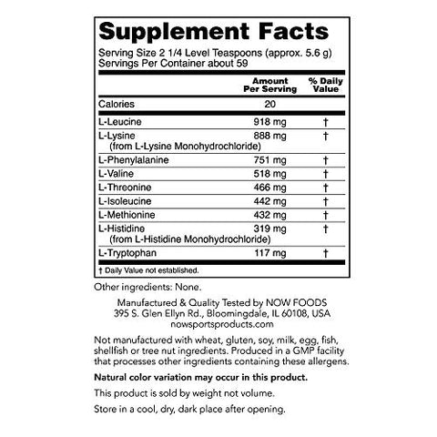 Sports Nutrition: Amino-9 Essentials™ Powder – Síntese Proteica Aprimorada, Aminoácidos, 330g - NOW Foods