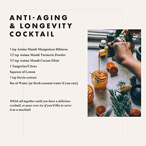 Anima Mundi Apothecary - Anima Mundi Curam Elixir de Beleza Orgânico – Tintura Líquida de Cúrcuma – Tintura Herbal Líquida Adaptogênica com Extrato de Raiz de Cúrcuma Orgânica – Adicione ao Chá, Café, Smoothies – Marca Anima Mundi