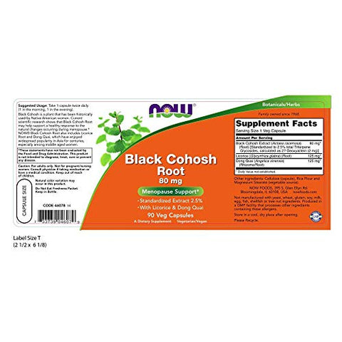 NOW Foods - NOW Black Cohosh 80 mg – 90 Comprimidos (Pacote com 2) | Saúde Feminina | Menopausa | Alívio dos Sintomas