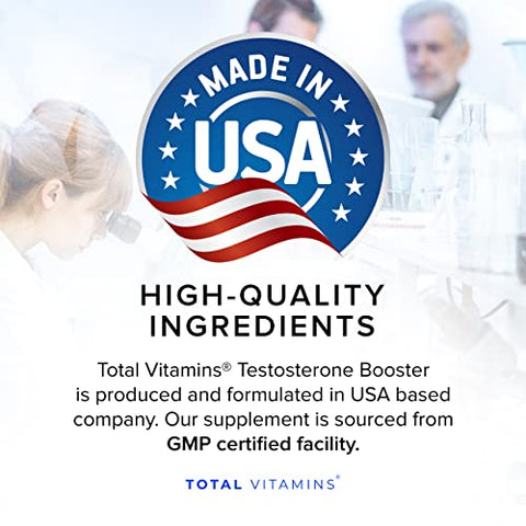 TOTAL VITAMINS - Alpha Pills – Booster de Testosterona para Homens – Suplemento Masculino para Aumento de Libido, Energia e Crescimento Muscular Max – 60 cápsulas de Test Boost – Marca Alpha