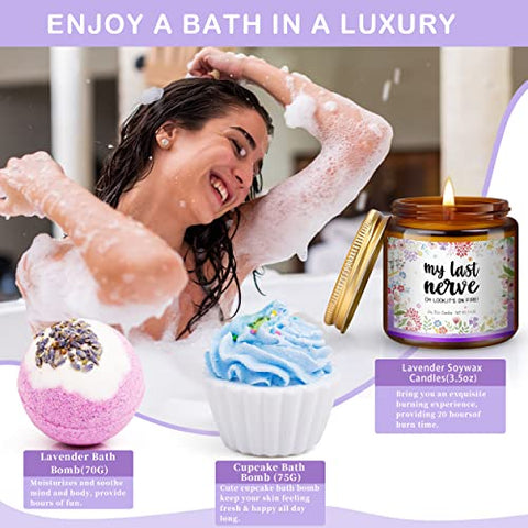 LUCOTIYA - Presentes para Mulheres, Kit de Presente de Aniversário para Mulheres, Cuidados Pessoais, Cesta de Presente para Mulheres, Ela, Amigas, Mãe, Esposa, 11 peças, Lavanda Roxa, Dia das Mães, Presentes para Mulheres