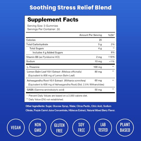 NutraChamps - Calm Gummies | Suplemento de Gomas para o Estresse com Ashwagandha, L-Theanine, GABA, Vitamina B6 | Marca em Destaque