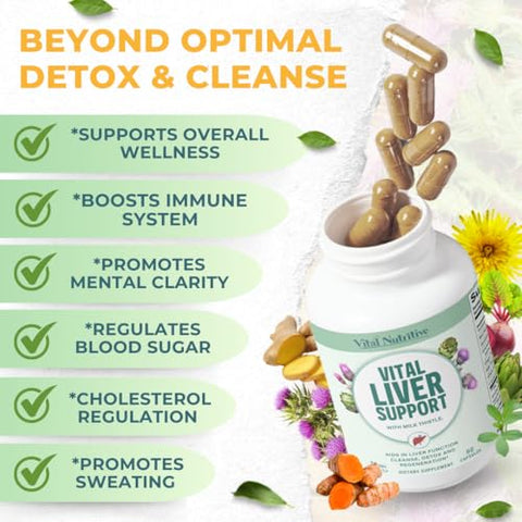 VITAL NUTRITIVE - Vital Liver Support – Limpeza Premium do Fígado para Desintoxicação – Marca Vital