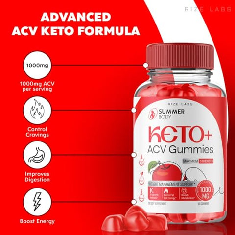 rize labs - (2 Pacotes) Gomas Summer Body Keto ACV, Gomas Summer Body Keto para Emagrecimento Avançado, Suplemento SummerKeto, Gomitas Summer de Máxima Potência, Fórmula Avançada Summer
