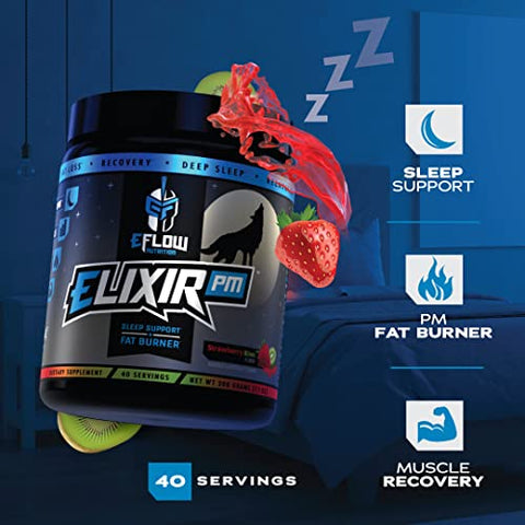 Elixir PM da eFlow Nutrition – Queimador de Gordura Noturno e Suporte Natural ao Sono – GABA, l-carnitina, melatonina, Sono