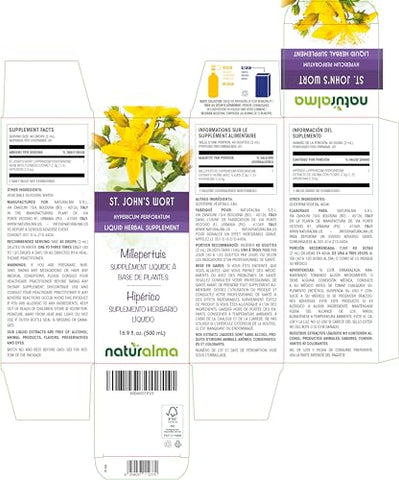 Erva de São João (Hypericum perforatum) com Flores – Tintura sem Álcool – Extrato Líquido em Gotas 500ml – Suplemento Herbal – Vegano - Naturalma