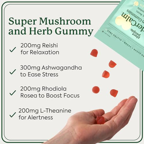 WonderCalm Gummies de Cogumelo – Suplemento Natural de Ashwagandha para Aliviar o Estresse – Marca Plant People - Plant People
