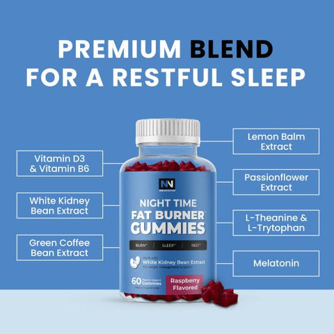 Nobi Nutrition - Queimador de Gordura Noturno em Gomas, Suporte ao Sono – Marca: Night Time Fat Burner Gummies