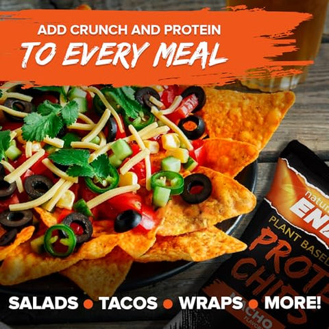 natural ENDURANCE - Chips de Proteína Natural Endurance – Snack Low Carb, Alto Teor de Proteína, Vegano com Óleo de Abacate, 14g de Proteína por Pacote, Sem Glúten, Nacho, BBQ, Chili, Bolo de Aniversário