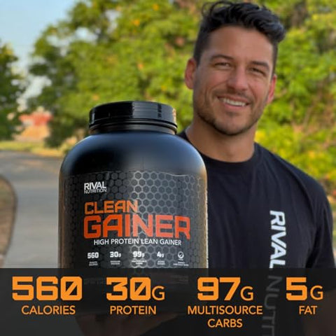RIVAL NUTRITION - Rivalus Clean Gainer – Soft Serve Vanilla 4,536g – Delicioso Ganho de Massa Magra com Proteínas Lácteas Premium, Carboidratos Complexos e Lipídios de Qualidade, Sem Substâncias Proibidas