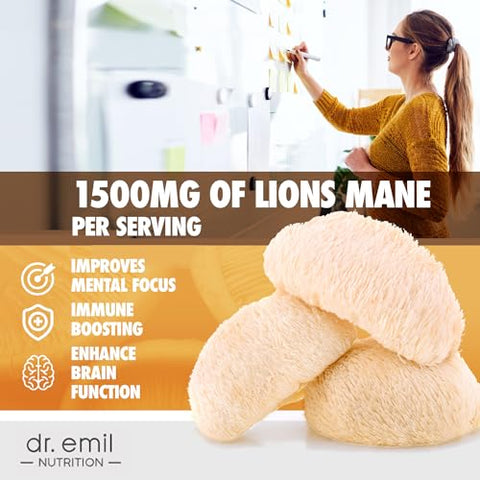 Suplemento de 10 Cogumelos para Clareza Mental e Foco – 60 Cápsulas - DR. EMIL NUTRITION