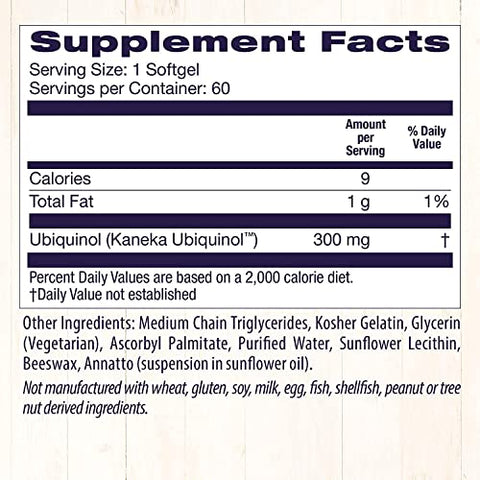 Ubiquinol 300 mg – CoQ10 Ativado – Suplemento Kaneka Ubiquinol para Saúde Cardíaca - Healthy Origins