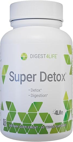 Super Detox – Fórmula de Suplemento com Alcachofra, D-Glucarato de Cálcio e Cardo de Leite – Suporte à Desintoxicação e Função Saudável do Fígado – 60 Cápsulas - 4Life