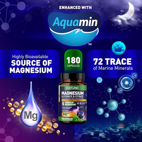 Built by Nature - Complexo de Magnésio 500mg – 5 Formas de Magnésio Glicinato, Citrato, Malato, Óxido