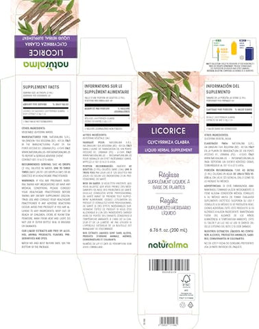 Licorice Naturalma – Tintura sem álcool de Raiz de Alcaçuz (Glycyrrhiza glabra) – Extrato líquido em gotas de 200 ml – Vegano
