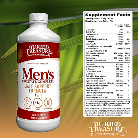 Buried Treasure - Tesouro Escondido: Fórmula Natural de Suplemento Completo para a Próstata Masculina com Saw Palmetto, Casca de Pygeum – 60 Cápsulas