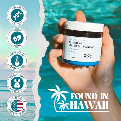 The Ocean Healed My Eczema - Creme Calmante Natural – Algas Marinhas Aveia Coloidal – para Pele Propensa a Eczema Psoríase – Minerais do Mar – para Pele Sensível – Creme Hidratante para Eczema em Pele Seca (120g)