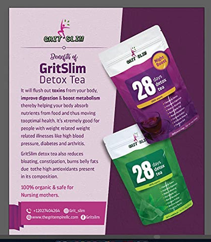Generic - Gritslim Chá Detox 28 Dias – Perda de Peso Natural | 100% Orgânico | 28 Sachês