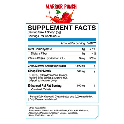 Elixir PM da eFlow Nutrition – Queimador de Gordura Noturno e Suporte Natural ao Sono – GABA, l-carnitina, melatonina, Sono