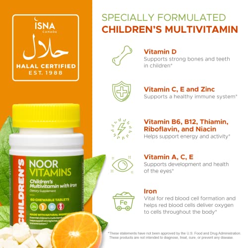 Halal Kids Multivitamina Mastigável: Vitaminas Essenciais para Imunidade e Ossos – Marca Noor Vitamins - Noor Vitamins