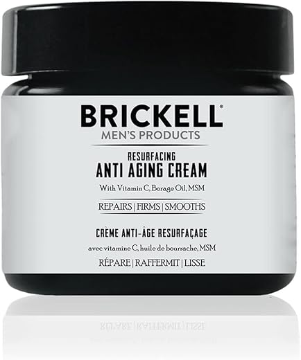 Brickell Men's Products - Brickell Men’s Products – Creme Facial Anti-Envelhecimento Resurfacing para Homens, Hidratante Facial Natural e Orgânico, Creme de Vitamina C para Rugas, 60ml, Sem Fragrância