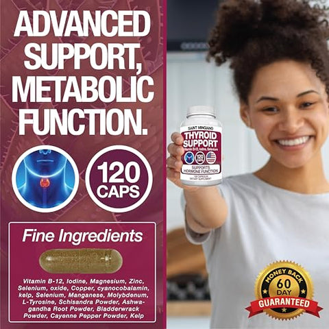 Saint Mingiano - Suplemento de Suporte à Tireoide com Iodo | 120 Cápsulas para Auxiliar na Massa Corporal