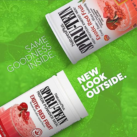 Natures Plus - NATURES PLUS Shake de Frutas Exóticas Spirutein Vermelho, 1 EA – Energético e Nutritivo
