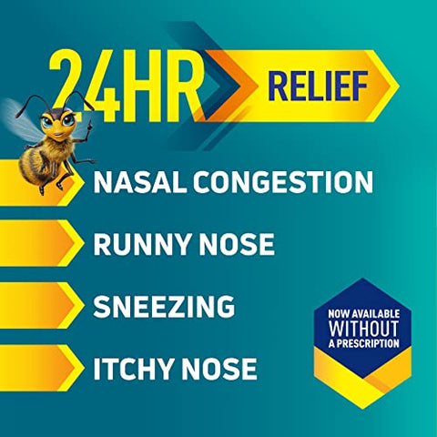 24HR Spray Nasal para Alergia, Congestão Nasal, Alívio Não Sonolento em Força Total de Prescrição, 120 Sprays - Nasonex