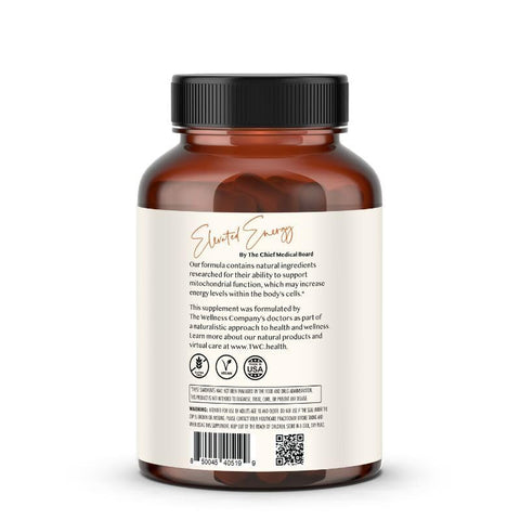 Suplemento Energético Elevado | 120 Cápsulas 2 Meses | Estimulante Natural com Extratos de Ervas | Vegano, Não-OGM, Sem Glúten - The Wellness Company