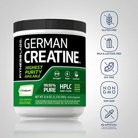 German Creatine Monohydrate Powder | 500g | Suplemento Fitness Creapure | 100 Porções - Fitness Labs